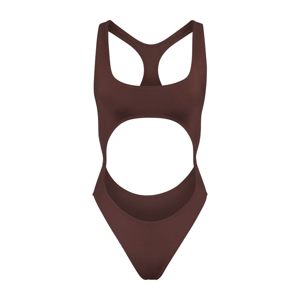 SKIMS Swim Cut Out Monokini - M - Cocoa